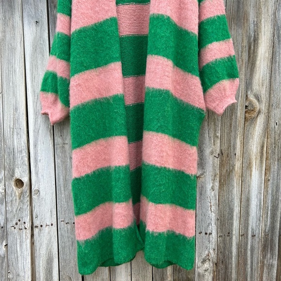 NWT Free People Mantra Cardi Cardigan Fern Green Pink Blush M/L - Picture 8 of 16